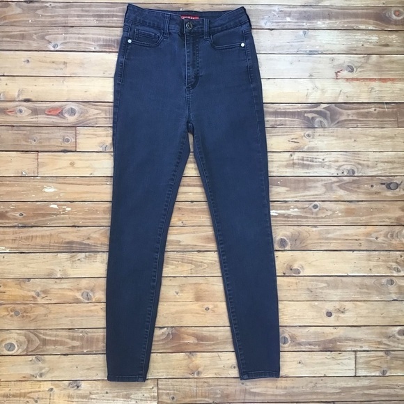Guess high rise jeans black size 25 high waisted soft lightweight dark Academia - Picture 14 of 14